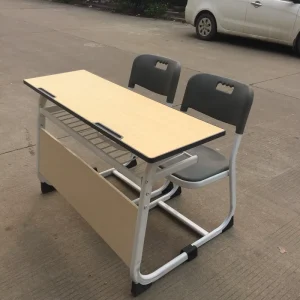 Adjustable Modern Metal Double Desk and Chair Set for Middle School University Classroom Use Durable School Furniture