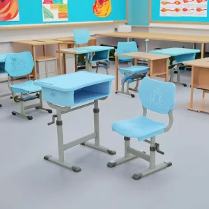 Adjustable Modern School Student Desk Chair Set Wooden Plastic Metal Materials Colorful Classroom Workshop Furniture Drawer