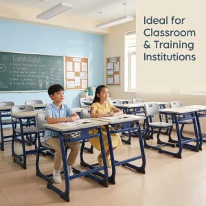 Adjustable Modern Student Desk Chair Set 1 Drawer Non slip Stable Base Durable Classroom Furniture for School Training Centers