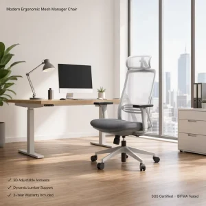 Adjustable Office Chair with Headrest High Back Mesh Executive Chair BIFMA Certified