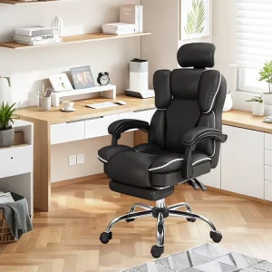 Adjustable Retractable Footrest Modern Leather Ergonomic Office Executive boss Chair