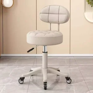 Adjustable Salon Chair Portable Hydraulic Roller Chair Wheels Backrest Height Adjustable Outdoor Living Room 360 Degree Rotation