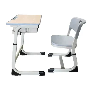 Adjustable School Desk and Chair Set in Solid Wood with Modern Minimalist Design