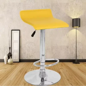 Adjustable Swivel Bar Stool Without Backrest PU Leather Counter Bar Chair Chrome Base Footrest Bar Stool for Kitchen Cafe Bar