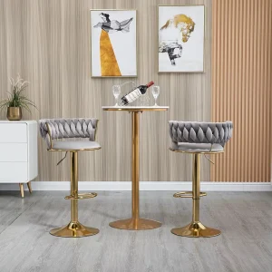Adjustable Swivel Golden Leg Barstool Taburetes De Bar Baratos Retro Bar Stool Luxury High Bar Chair for Kitchen Counter