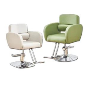Adjustable Swivel Modern Green Color Stainless Steels Haircut Saloon Chair Hair Salon Barber Chairs