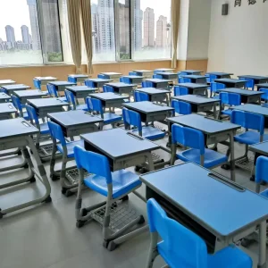 Adjustable University School Students Study Plastic Aluminum Desk and Chair Set Furniture