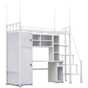 Adult Double Decker Bunk Bed with Storage Steel Metal Beds for School Staff Dormitory Hostel or Bedroom Apartment