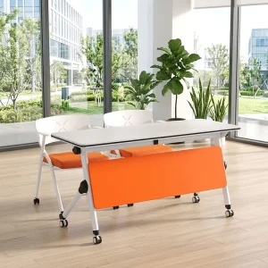 Adult Training Desk and Chair Set Meja Lipat Flip Top Boardroom Table Used for Training Meeting Rooms