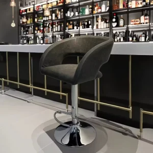 Advanced Grey Velvet Leather Bar Stool Ergonomic Design Free Lifting Mirror Metal Base Modern Home & Hotel Comfort New Benchmark