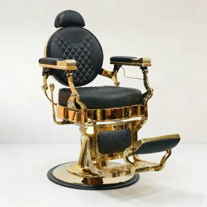 Advanced Round Barber Chair with Golden Stainless Steel Base and Rotatable Body