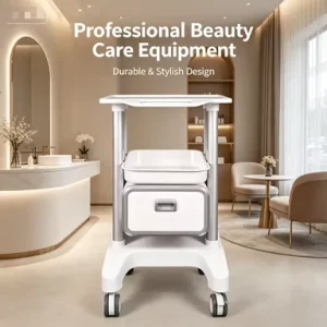Aesthetic Machine Trolley ABS Standing Easy Assemble Silent Wheels Medical Cart with Socket Anti slip Mat