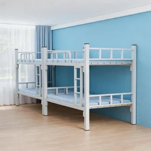 Affordable Double Bunk Bed for Youth Hostel and Shared Apartment Durable Iron Bunk Bed with Easy Assembly for Budget Housing