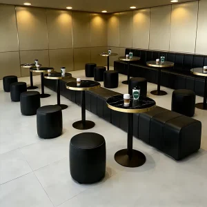 Affordable Luxury-style Bar Tables and Chairs Manufacturing and Black Round Tables Padded Stools
