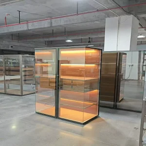 Aircraft Cabinet Italian Modern Solid Wood & Glass Display Cabinet Light Luxury Living Room Storage Cabinet
