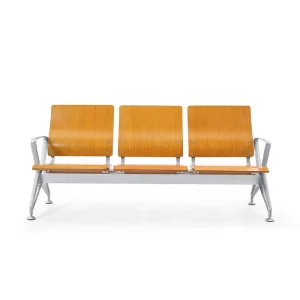 Airport Chair with Armrest 3 Seater Wood Design for Bank Hospital School Bus Station Waiting Areas