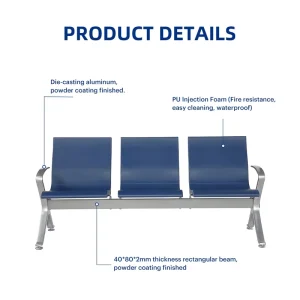 Airport Furniture PU 2 5 4 3 Seater PU Link Beam Seating Reception Hospital Clinic Healthcare Waiting Chair