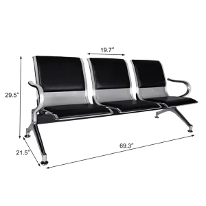 Airport Reception Chairs Waiting Benches PU Leather Reception Bench with Arms 5 Seat Waiting Room Chairs for Business Office