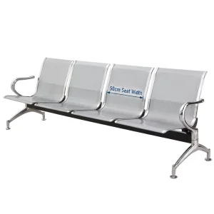 Airport Waiting Bench 4 Seater Cold Rolled Steel Perforated Seat Chrome Armrest Clinic Hospital Public Chair Bulk Order