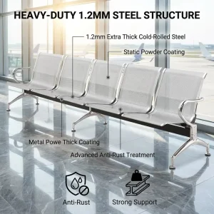 Airport Waiting Bench 5 Seater Cold Rolled Steel Perforated Seat Chrome Armrest Clinic Hospital Public Chair Bulk Order OEM