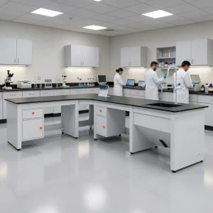 All Steel Laboratory Bench Modern Design Island Type Chemically Resistant School Workshop Hospital Lab Table