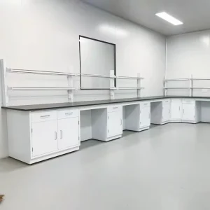All Steel Laboratory Furniture Workbench with Reagent Rack Heavy Duty Full Steel Lab Table for Chemical Industrial Lab Bench