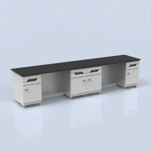 All Steel Laboratory Side Bench Open Leg Design Modular Lab Furniture with Multiple Worktop Options for Research Labs Schools