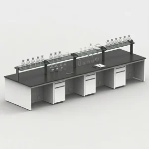 All Steel Modern School Hospital Use Laboratory Central Island Bench Modular Workstation Mobile Storage Cabinets Custom Worktop