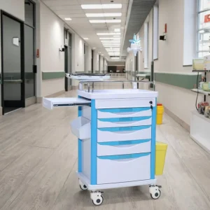 All Terrain Modern Emergency Response Cart ABS Material 4 Castors Stabilizing Leg System Compact Folding Hospital Living Room
