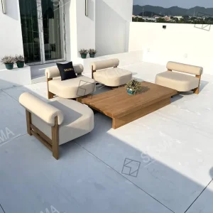 All Weather Garden Furniture Teak Wood Couch Outdoor Sofa Set