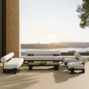 All Weather Modern Aluminum Outdoor Dining Table Set for Patio for Hotels Parks Schools Villas