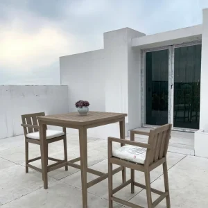All Weather Outdoor Furniture Teak Wooden Garden Furniture Bar Table and Counter Stool Bar Stool Set