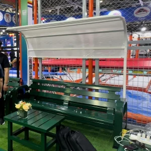 All-Weather Outdoor Sports Bench with Conopy UV Resistant Aluminum Alloy Slatted Bench for Sports Field Facility Seating