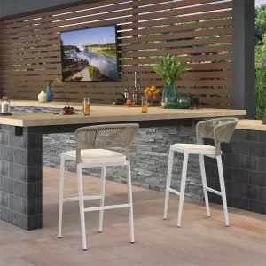 All Weather PE Rattan Beach Bar Table and Chair Restaurant Commercial Bristol Bar Chair Swimming Poolside Outdoor Furniture