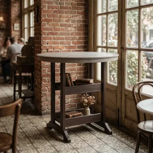 All Weather Round Bar Table Two Color HDPE High Top Bistro Table Heavy Duty Patio Pub Dining Table for Coffee Shop
