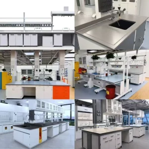 All steel Laboratory Furniture and Equipment C Frame Laboratory Bench with Shelves for Clinical Micro Pathology Laboratory