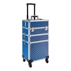 Aluminium 4 Wheel Durable Eco Friendly Large Vanity Beauty Case Cosmetic Organiser Salon Trolley for Commercial Use