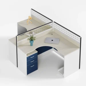 Aluminium Frame Workstation Staff Workstation Cubicle with Glass Partition Oak Wood Office Desk Table