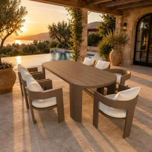 Aluminum Alloy Rectangular Dining Table Durable Waterproof UV Resistant Weather Resistant Outdoor Hotel