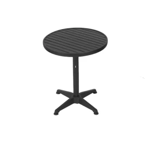 Aluminum Frame Artwood Top Removable Round Dining Coffee Table with Wheels for Outdoor Use in Balcony Park