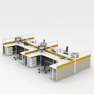 Aluminum Frame+Fabric Partition 60mm Thick Modern Design 8-Person Office Cubicle Workstation 5-Year Warranty Customizable Size