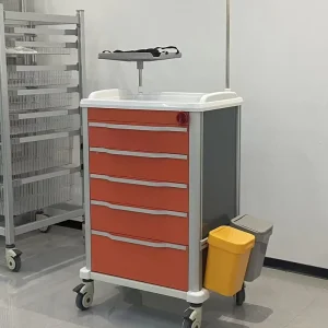 Aluminum Plastic Composite Medical Trolley 5 Drawers Emergency Crash Cart with Self Priming Slides