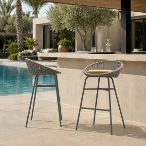 Aluminum Webbing Outdoor bar Chair Resort Counter Stools for Resort Hotel Counter Project