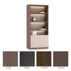Ambient Lighting Strip Office File Cabinet Sleek Minimalist 5 Tier Bookshelf Large Capacity Wood Storage Cabinet for Home Office