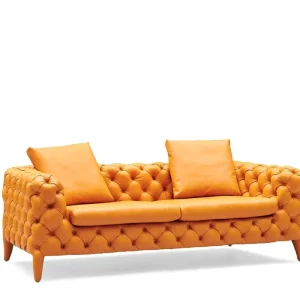 America Style Orange Color Polyester Fabric Office Sofa Furniture Chesterfield Leather Sofa