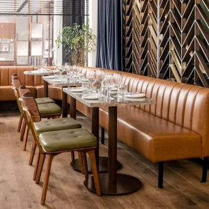 American Antique Style Restaurant Customized U Shape Leather Sofa Booth Bench Seating Commercial Hotel Canteen Furniture Set