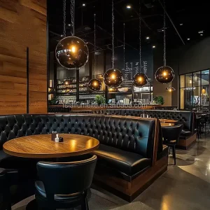 American Antique Style Retro Restaurant Bar Nightclub Lounge VIP Room Leather Button U Shape Cafe Sofas Booth Furniture Set