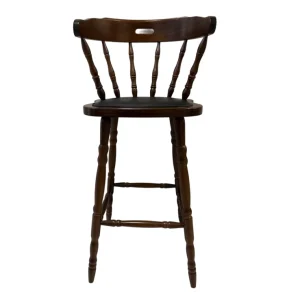 American Antique Wooden Bar Chair Spindle Back High Stool Commercial Furniture for Restaurant Pub Use