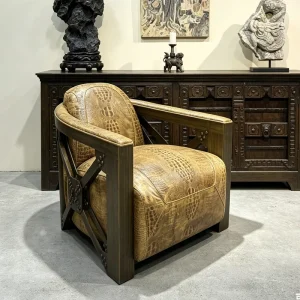 American Industrial Style Creative Armchair Oil Wax Real Leather Sofa Chair Retro Aviation Rivets Attic Machinist Living Room Furniture