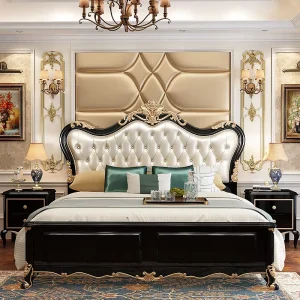 American Luxury Solid Wood Double Bed Storage Red Upholstered Customizable Sizes (1.8m/1.5m/2m) for Hotels Home Furniture